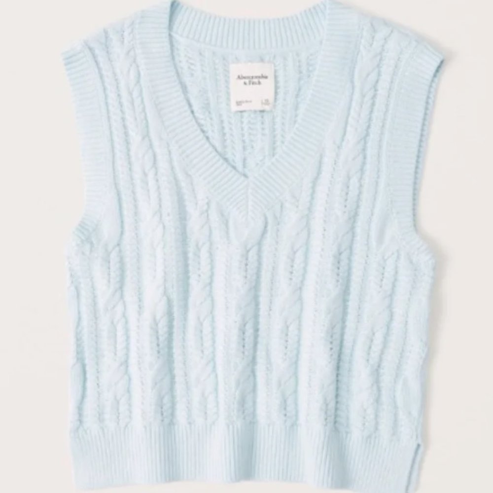 Abercrombie & Fitch | Cropped V-Neck Sweater Vest | Color: Blue | Size: XL